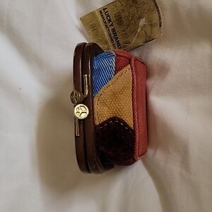 NWT Lucky Brand Kiss Lock Love Patchwork case coin purse